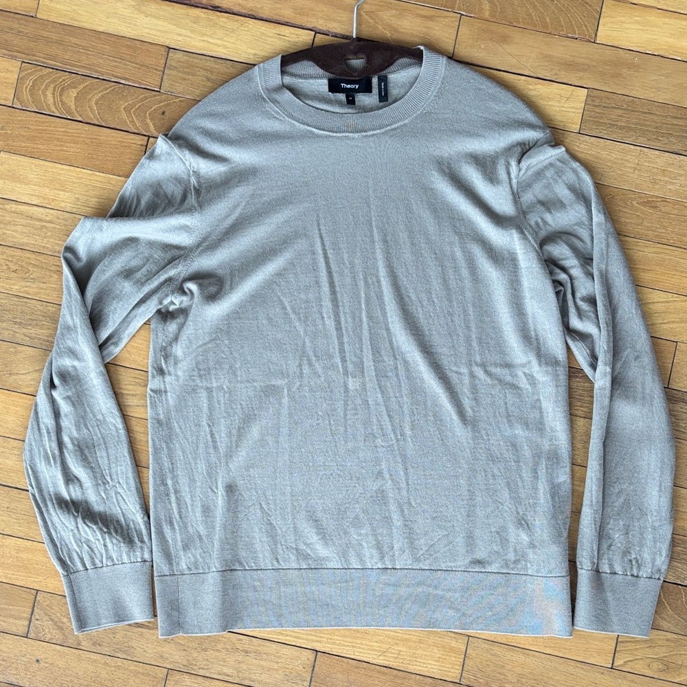 Theory Men's Tan Crewneck Sweater
